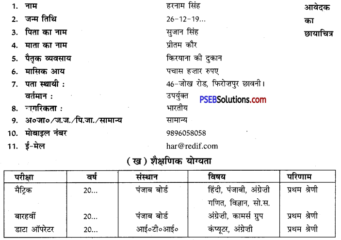 PSEB 10th Class Hindi Vyakaran पत्र-लेखन 2