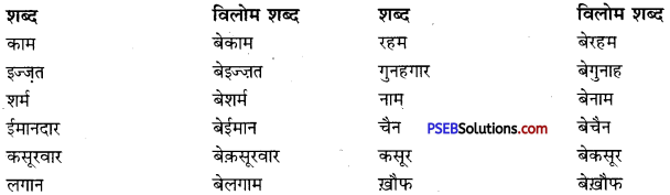 PSEB 10th Class Hindi Vyakaran विलोम शब्द 14