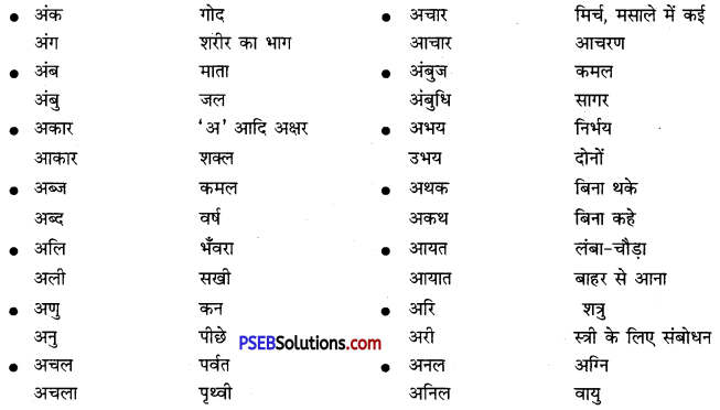 PSEB 10th Class Hindi Vyakaran समरूपी भिन्नार्थक शब्द 3