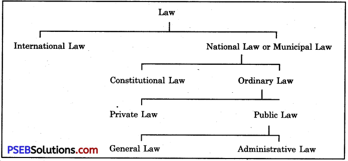 PSEB 11th Class Political Science Solutions Chapter 5 Law-Meaning, Sources and Kinds 1