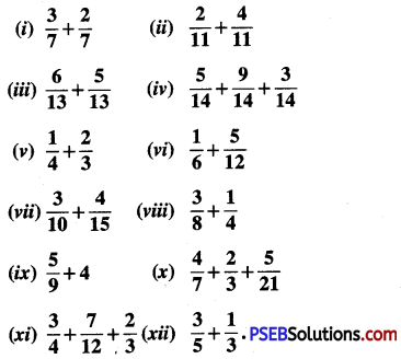 PSEB 6th Class Maths Solutions Chapter 5 Fractions Ex 5.5 1