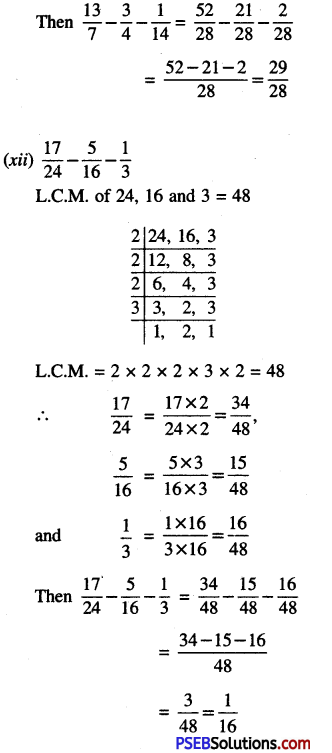 PSEB 6th Class Maths Solutions Chapter 5 Fractions Ex 5.5 14