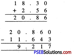 PSEB 6th Class Maths Solutions Chapter 6 Decimals Ex 6.4 11