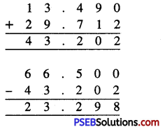 PSEB 6th Class Maths Solutions Chapter 6 Decimals Ex 6.4 12