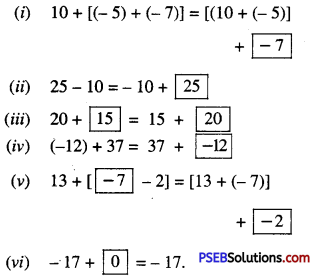 PSEB 7th Class Maths Solutions Chapter 1 Integers Ex 1.2 2
