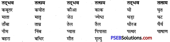 PSEB 9th Class Hindi Vyakaran तत्सम-तद्भव 2
