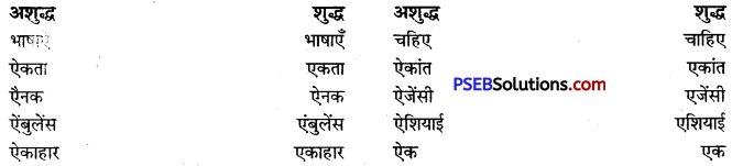 PSEB 9th Class Hindi Vyakaran वर्तनी 10