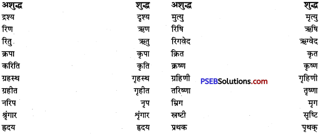 PSEB 9th Class Hindi Vyakaran वर्तनी 14