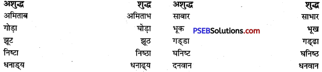PSEB 9th Class Hindi Vyakaran वर्तनी 17