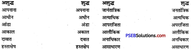 PSEB 9th Class Hindi Vyakaran वर्तनी 4