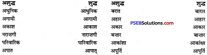PSEB 9th Class Hindi Vyakaran वर्तनी 5