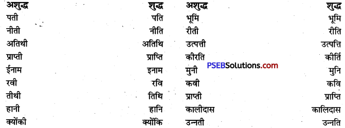 PSEB 9th Class Hindi Vyakaran वर्तनी 6