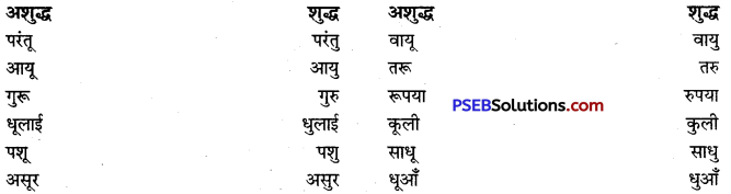 PSEB 9th Class Hindi Vyakaran वर्तनी 8
