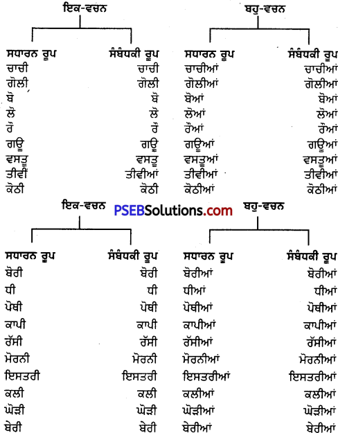 PSEB 8th Class Punjabi Vyakaran ਵਚਨ-4